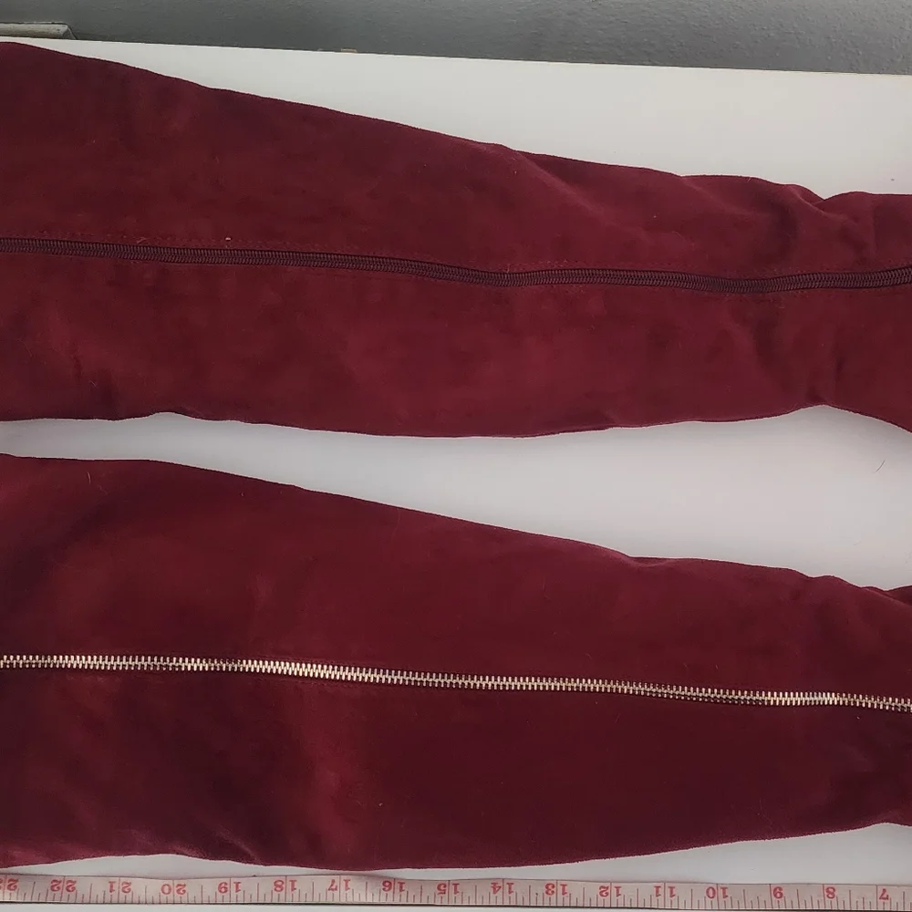 Burgundy Forever over the knee boots size 6. Feels like a soft suede material. - Picture 7 of 7